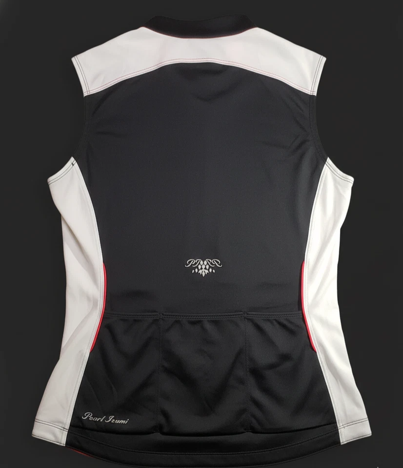 Chaleco Pearl Izumi Mujer Grande 3/4 Cremallera Cuello Simulado Negro/Blanco Ciclismo Top Deportes Foto 3 de 4