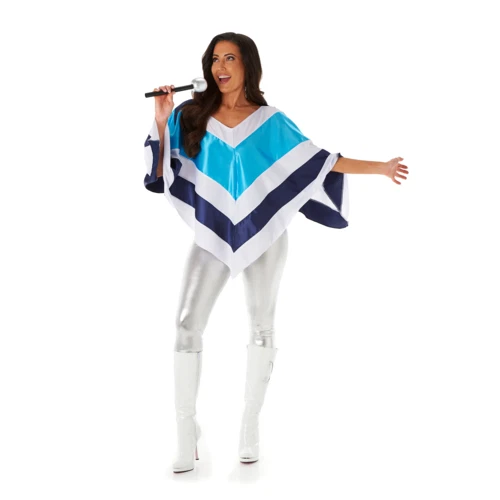 Poncho disco femme ABBA années 70 chanteur femmes décennies robe fantaisie costume cape  - Photo 2/4