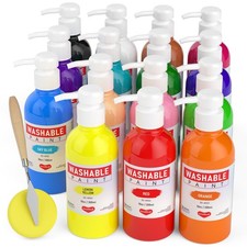 15 Colors Large Washable Paint Set for Kid, 10oz/300 ml Bottle with Pump, Bul...