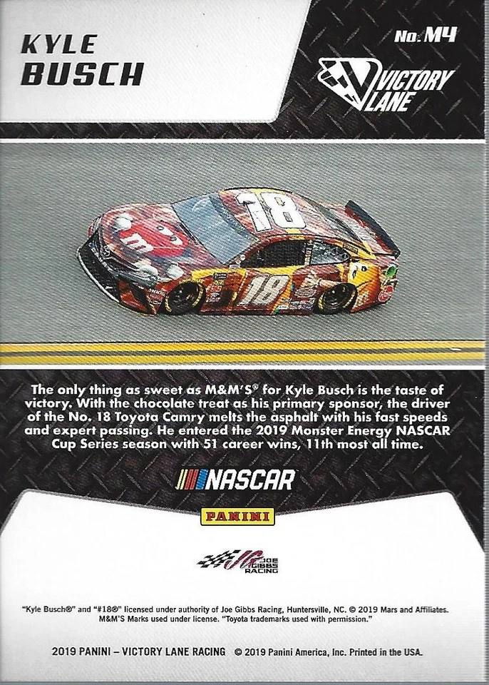 2019 Panini Victory Lane Machines #4 Kyle Busch - Racing - Image 2 of 2
