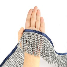 Curtain Fringes Bullion Fringe Trim with Blue Ribbon 5.3 Yard x 3 Inches Fabr...