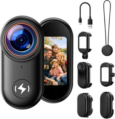 4K Action Camera 1.47''Screen WiFi POV Thumb Cam Magnetic Mount Portable Body Cam