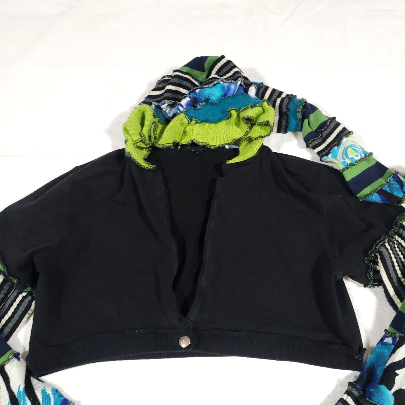 Patchwork Pixie Elf Liripipe Hood Cardigan Croppe… - image 5