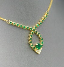 Natural Green Emerald 5.00Ct Oval Cut Women's Necklace 14K Yellow Gold Plated
