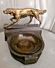 Antiguo cenicero puntero de bronce años 30 40 para perro de caza de Armor Bronze Co Art Deco