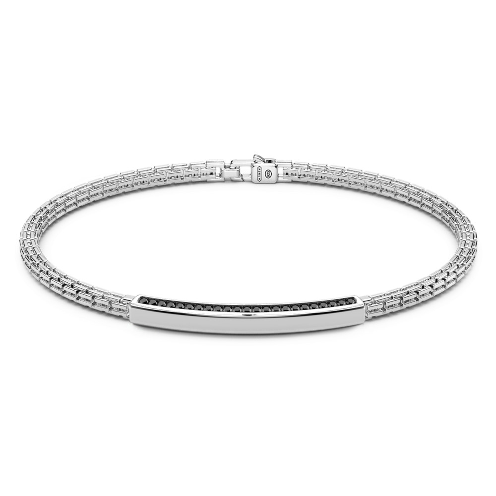 Bracelet Zancan Homme Argent Spinello noir, bijou Insignia ESB154 haut de gamme
