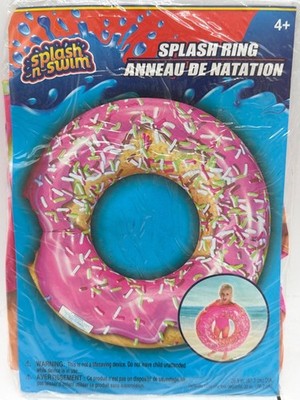Splash N Swim Inflatable Donut Pool Float Sprinkles Design 26.5'' Diameter For Ag