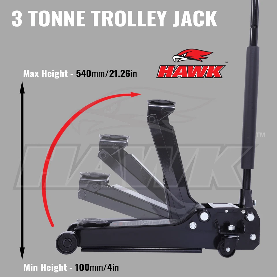 3 TONNE LOW PROFILE CAR JACK & AXLE STANDS SET HEAVY DUTY HYDRAULIC LIFT TOOL - Image 4 of 4