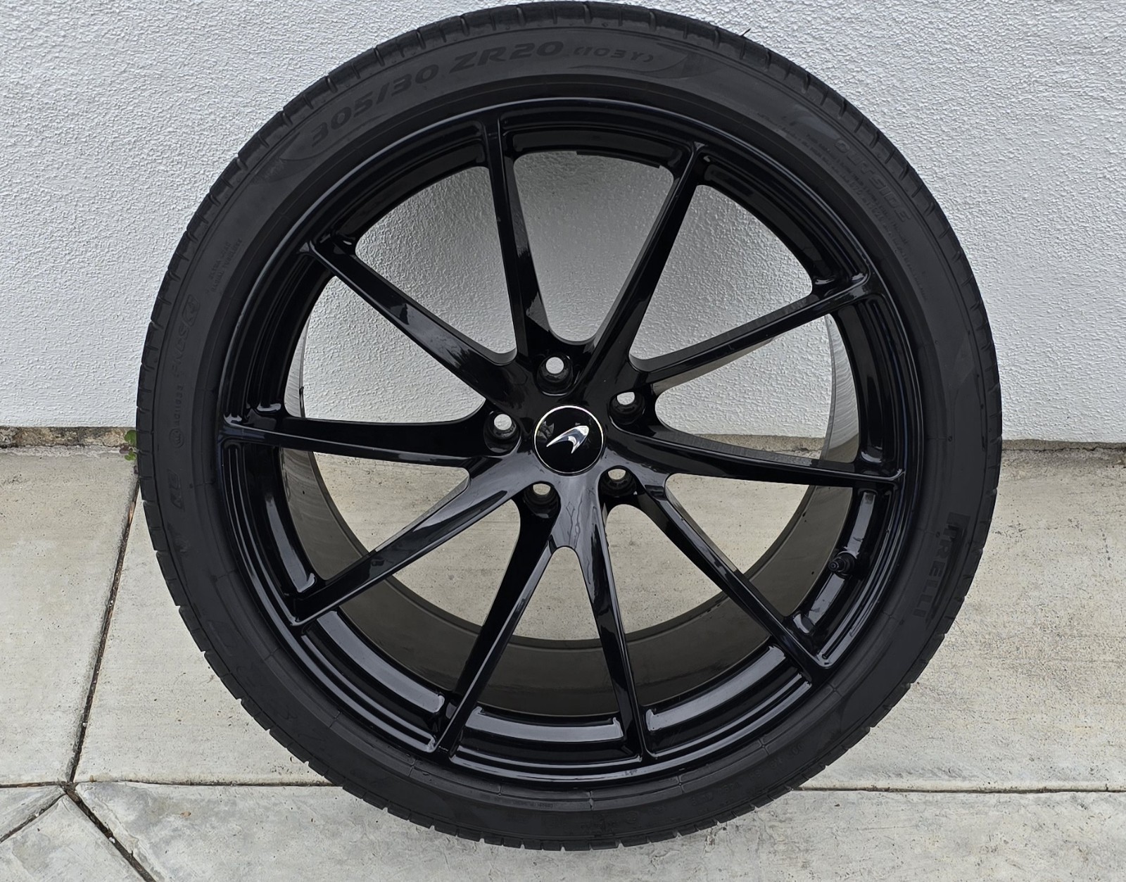19 MCLAREN GLOSS BLACK RIM 720S OEM GENUINE WHEEL FORGED LIGHT 14B0405 Front 77
