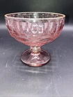 VTG Pink Depression Pedestal Glass bowl compote ?Northwood Dugan depression?