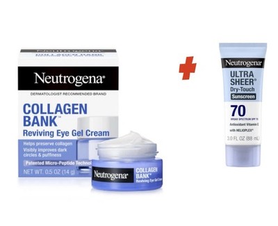 Neutrogena Sunscreen Lotion SPF 70 & Collagen Bank Reviving Eye Cream Dry-Touch