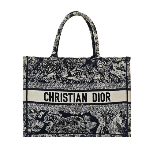 【Authentic】 DIOR Book Tote Blue Cloth Handbags (DDP)