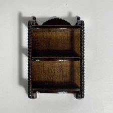 Dark Wood Dollhouse Miniature Vintage Wall Curio Cabinet Antique Style