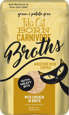 Tiki Cat Born Carnivore Broths, Chicken Recipe, Hydration and Flavor Supplement