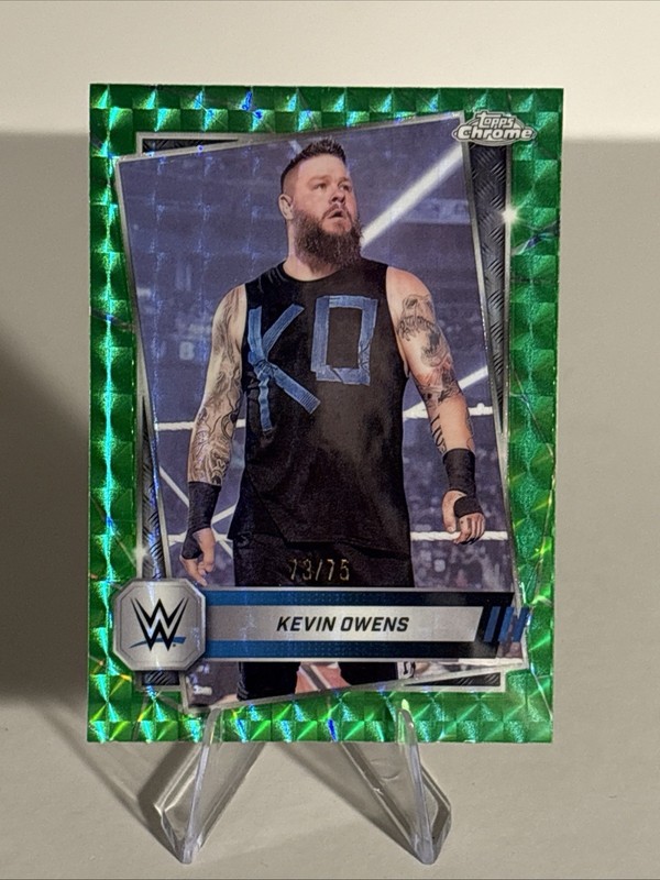 2025 Topps Chrome WWE - Kevin Owens #91 Neon Green Geometric Refractor /75