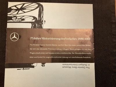 1961 MERCEDES BENZ MUSEUM catalog with 75 Jahre 1886-1961 Cover