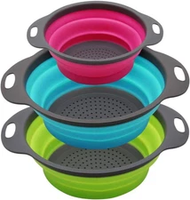 New and Improved- Set of 3  Ultimate Kitchen Strainers—1×10” & 2×12” Collapsible