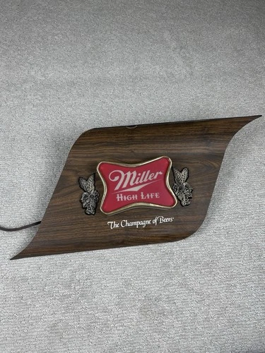 Vintage Miller High Life Lighted Beer Sign Champagne of Beers Bar Light Works