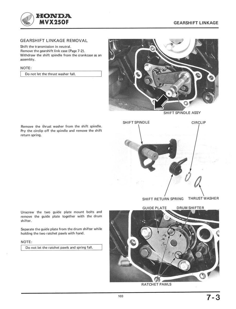 HONDA Workshop Manual MVX250 MVX250F 1983 1984 on Service and