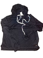 Victoria  s Secret Pink  NWT Light Viscose Poly Hoodie Drawstring Black Medium
