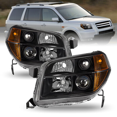 For 2006-2008 Honda Pilot Black Housing Amber Corner Headlights