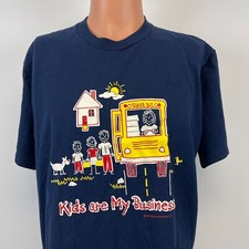 School Bus Driver Kids Are My Business T Shirt Vtg 90s Made In USA Blue Size L
