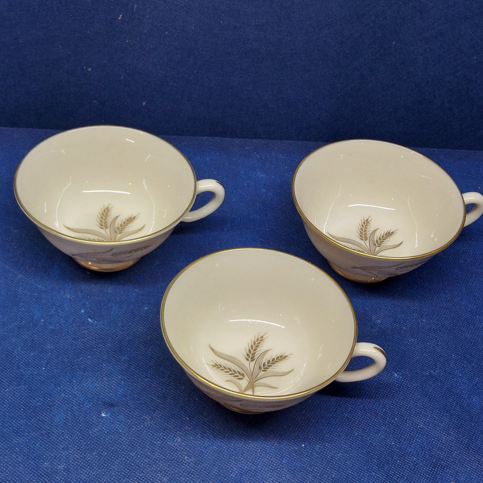 Vintage Lenox Fine China Harvest Golden Wheat Set/3 Footed Coffee/Tea
