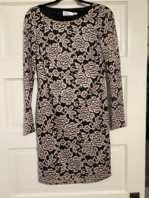 Eliza J Dress Size Lace Sheath Black Gold Long Sleeve Formal Party  Stretch