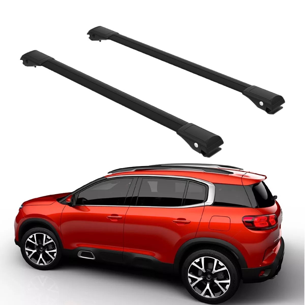 Roof Rack Cross Bars Set to fit Citroen C5 Aircross Since 2017 Black set