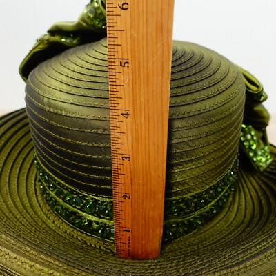 Vintage Whittall And Shon Hat Green Bow Sequin Bucket Oversized Derby Foldable Vintage Whittall And Shon Hat Green Bow Sequin Bucket  main image 3