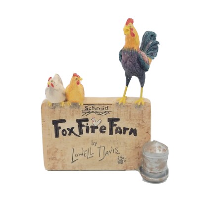 Schmid Lowell Davis Fox Fire Farm Counter Sign Rooster And Hens Border Fine Arts