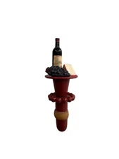 Vintage Wine & Cheese Bottle Stopper Sculpture Grapes 5 inch Bar Ware Cork Retro
