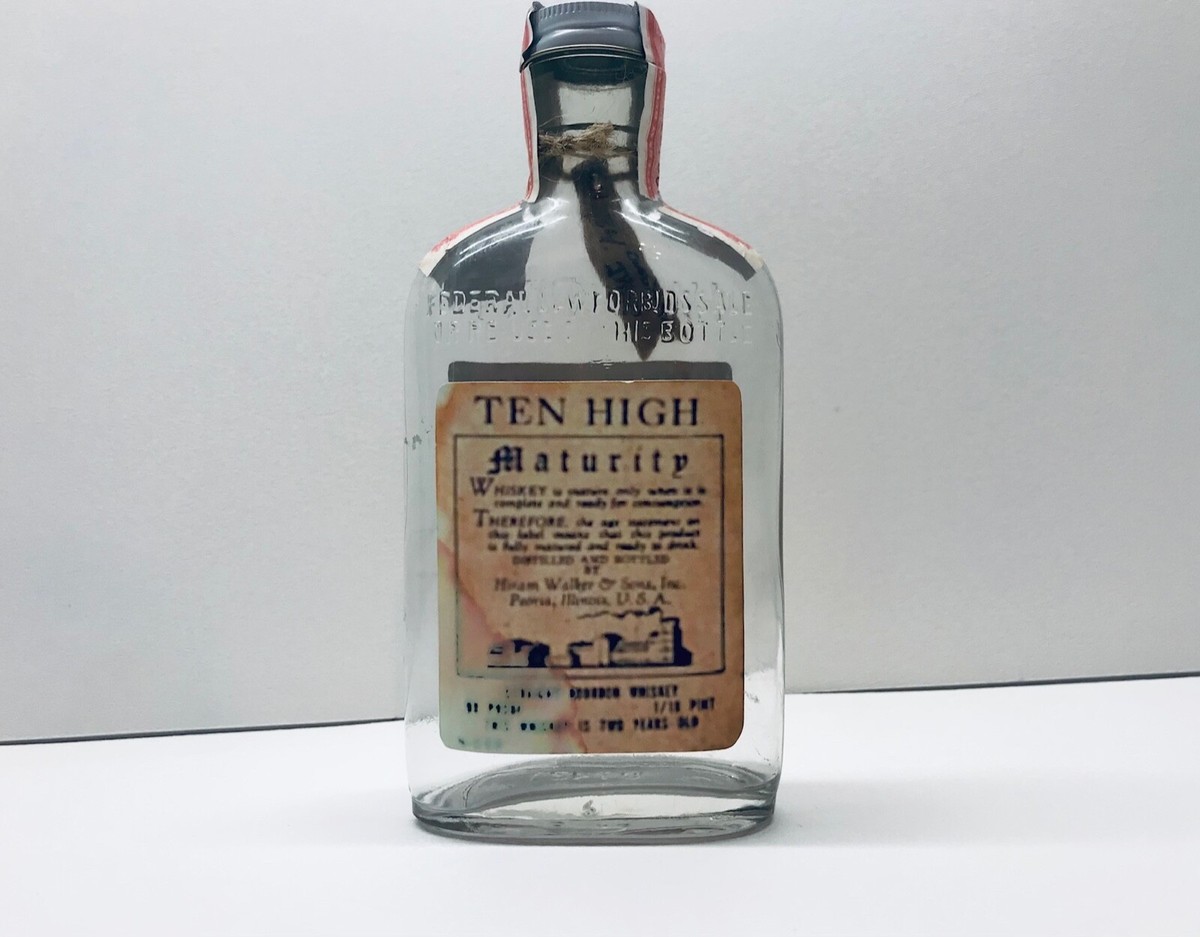 134 Hiram Walker's Ten High Bourbon Whiskey Vintage/Antique