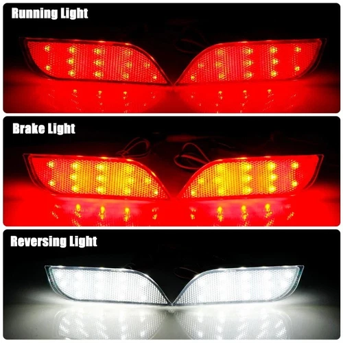 2x Clear Lens LED Rear Bumper Reflector Stop Reverse Brake Light Fog Lamp For 2013-2015 XV Crosstrek