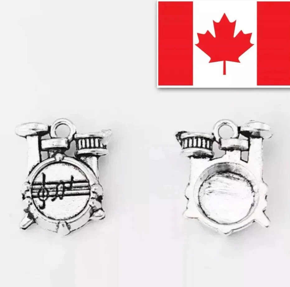 Drum Set Percussion Music Charm Antique Silver Tone Charm Pendant