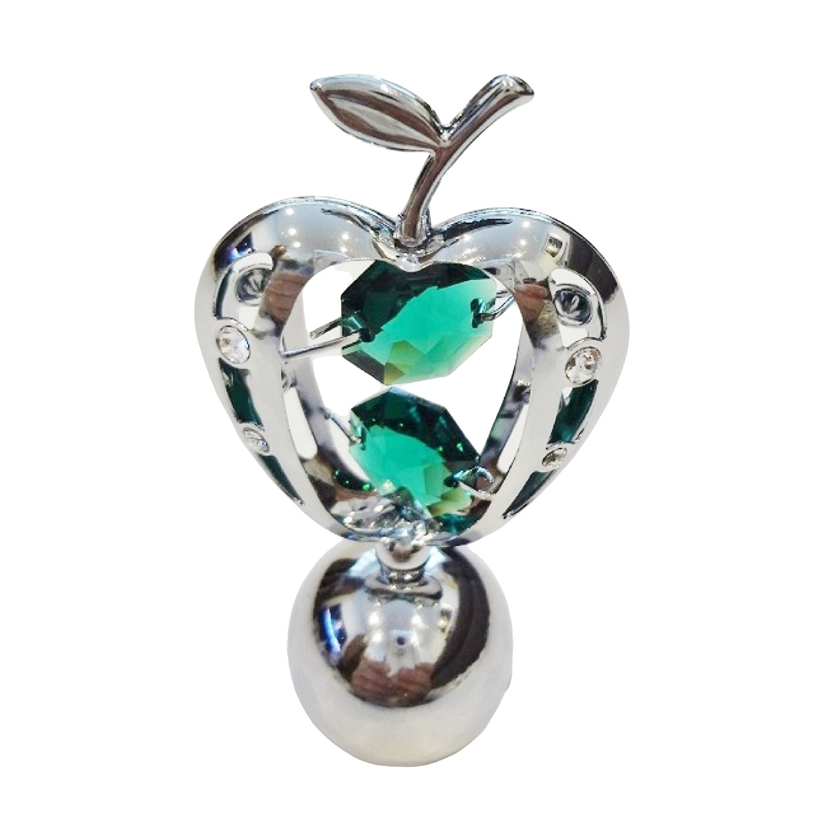 Crystocraft Apple Crystal Ornament With Swarovski Elements Gift Boxed Green