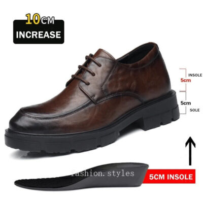 Men's Dress Elevator Shoes Casual Business Leather Heightening Platform Shoes