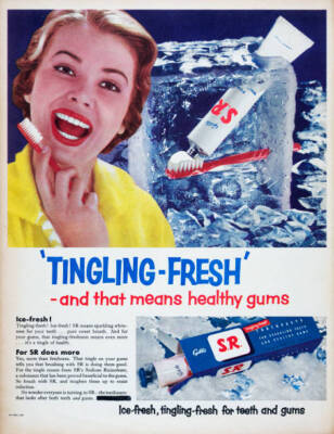 Advertisement Gibbs SR toothpaste with the caption 'Tingling-Fresh - Old Photo 2