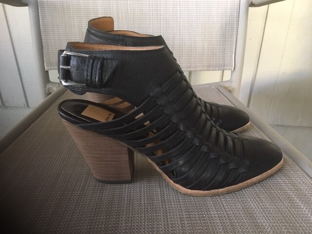 DOLCE VITA Black Leather Open Back Booties Heels Ankle Boots