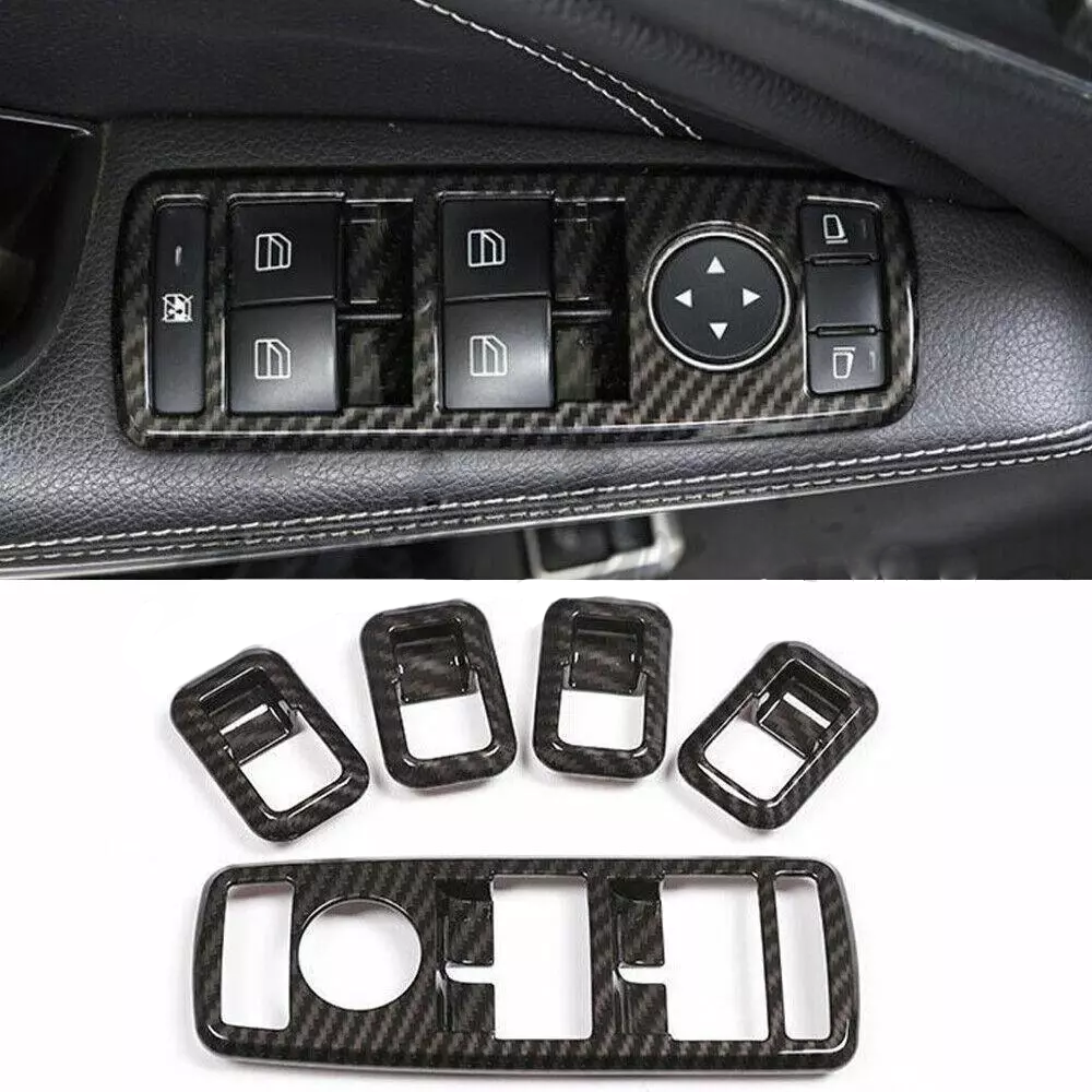 Fit For Benz GLE GLS 2016-2019 Carbon Fiber Door Window Switch Lift Cover Trim