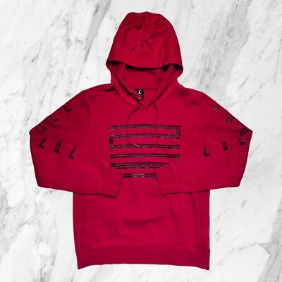 Nike Jordan Vintage Pull à Capuche Homme Jumpman Rouge Poches Rare Taille M - Photo 1/4