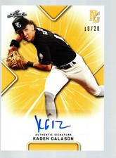2021 Leaf Perfect Game Showcase Autographs Yellow #BAKG1 Kaden Galason 18/20