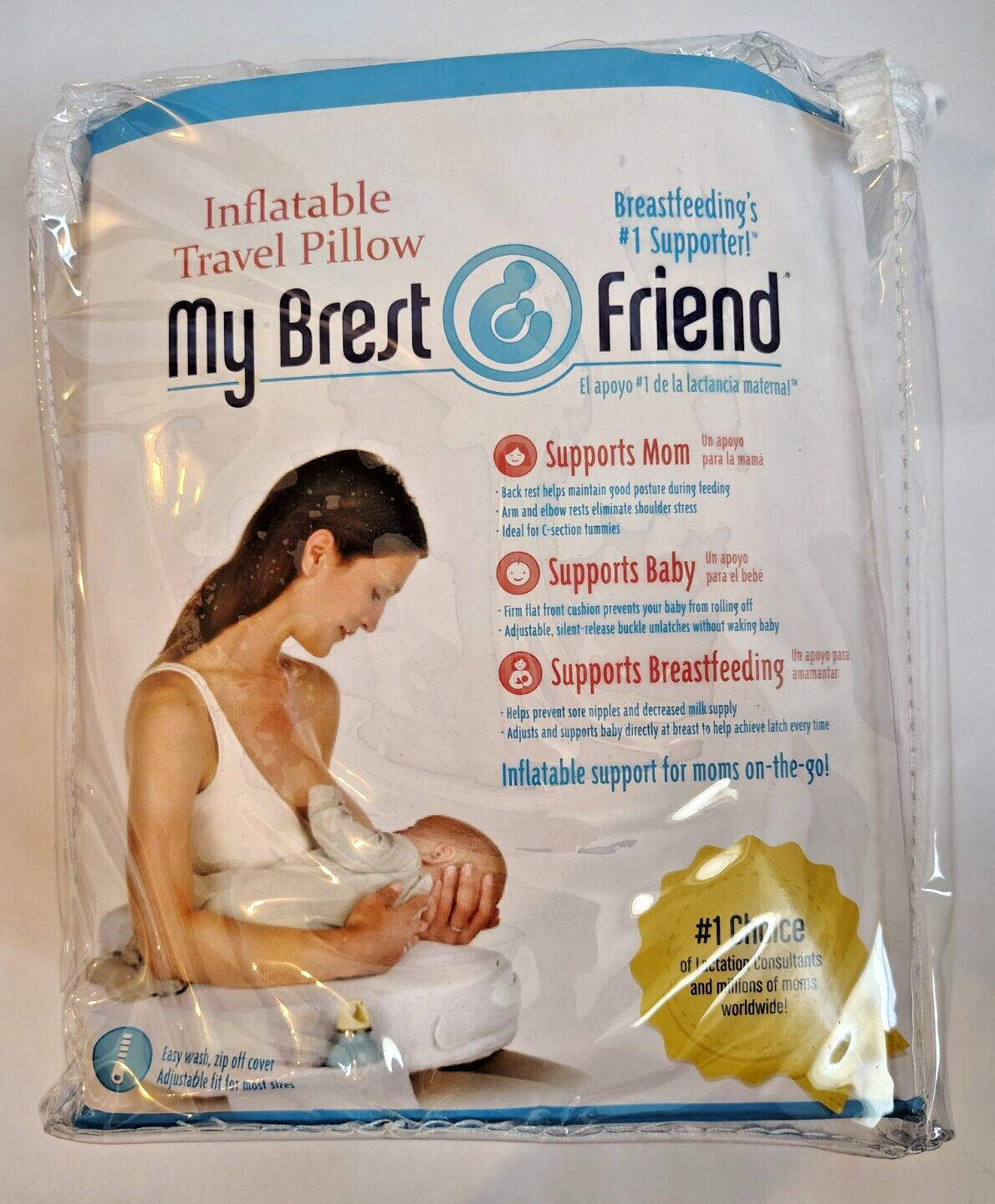 My Brest Friend Inflatable Breastfeeding Nursing Travel Pillow Colorful Dots NEW-image