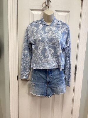 Freely Cropped Beach Tropical Hoodie Large