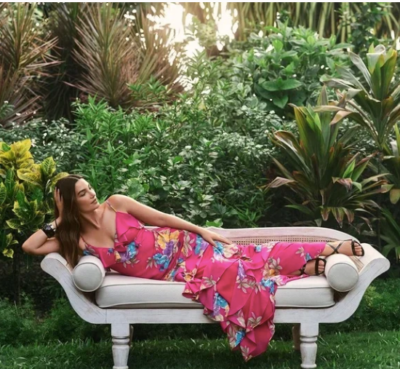 Lauren Ralph Lauren Hot Pink Floral Tiered Ruffle Maxi Wedding Guest Dress  Nwt 6 | eBay