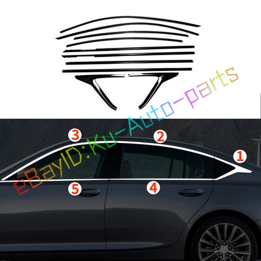 2020-2024 Cadillac CT5 Black Door Window Frame Sill Cover Trim 10-Pack