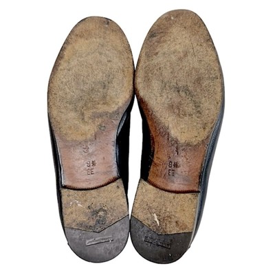 SALVATORE FERRAGAMO Black Italian Leather Kiltie Slip on  display picture 3