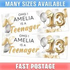 OMG TEENAGER Gold Foil Balloons ELEGANT 13 Personalised Birthday Party Banner