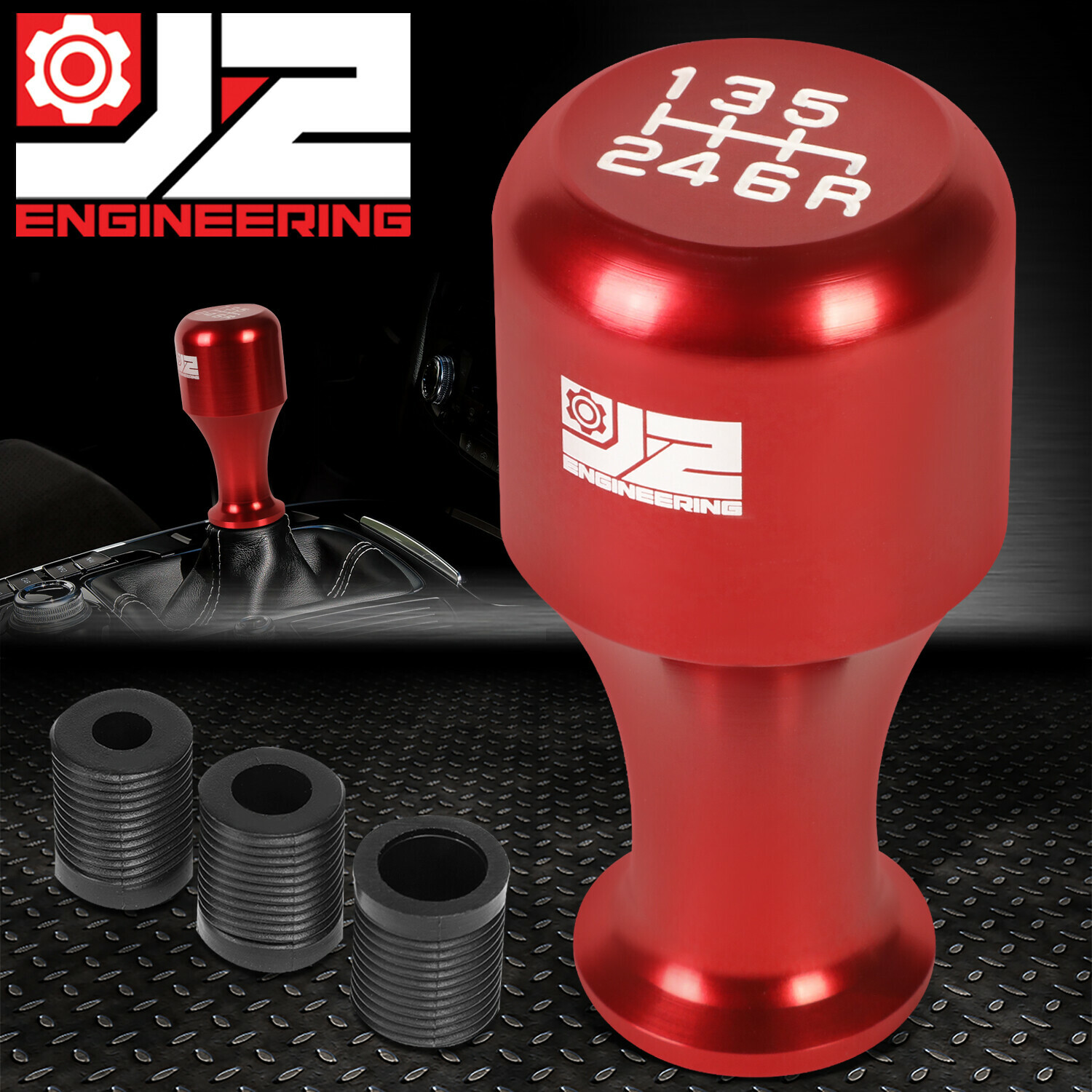 J2 6-SPEED MT MANUAL TRANSMISSION ALUMINUM CYLINDRICAL WINE CUP SHIFT KNOB RED