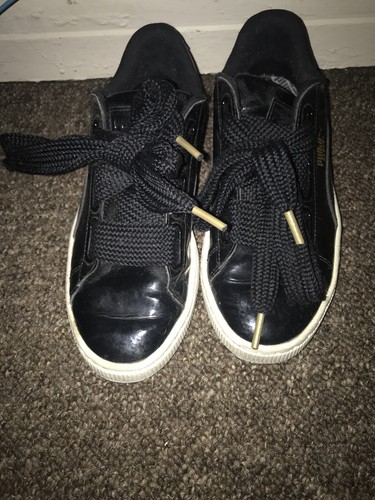 black patent puma trainers